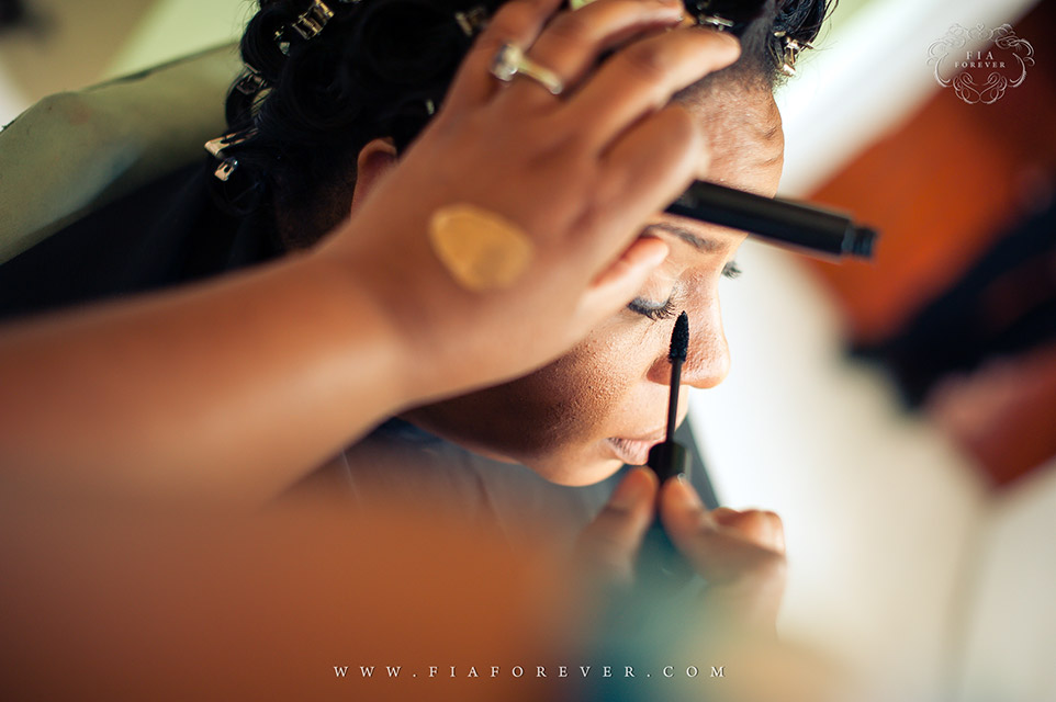 Bride Hair Makeup Photo at Legare Waring House. Photograph by Charleston Wedding Photographer Fia Forever.