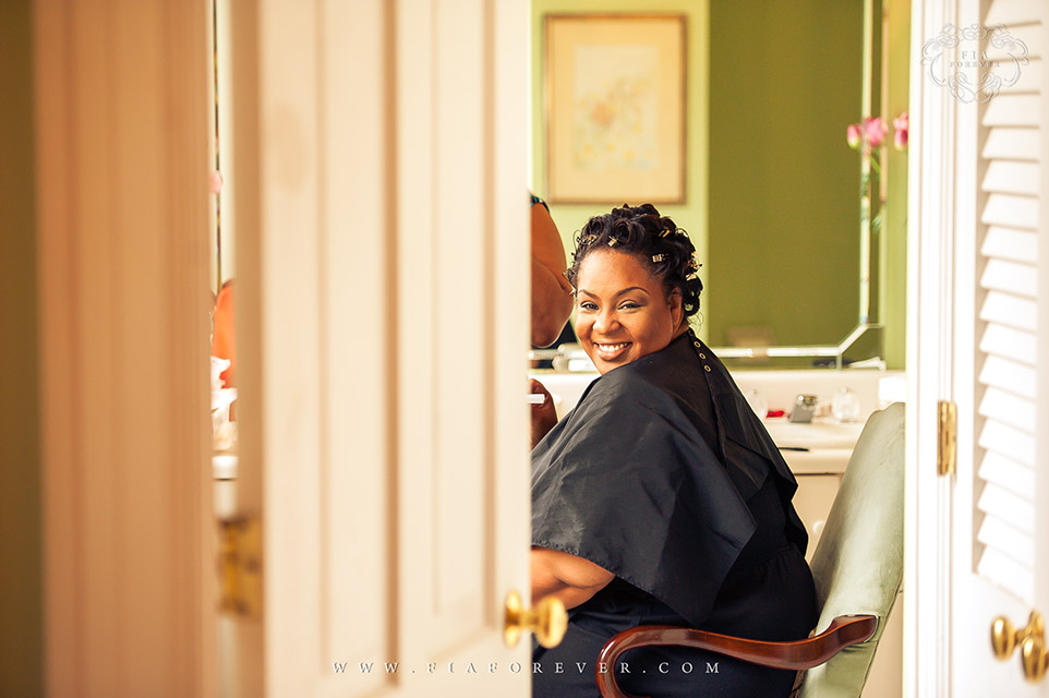Bride Hair Makeup Photo at Legare Waring House. Photo by Wedding Photographer in Charleston, Fia Forever.