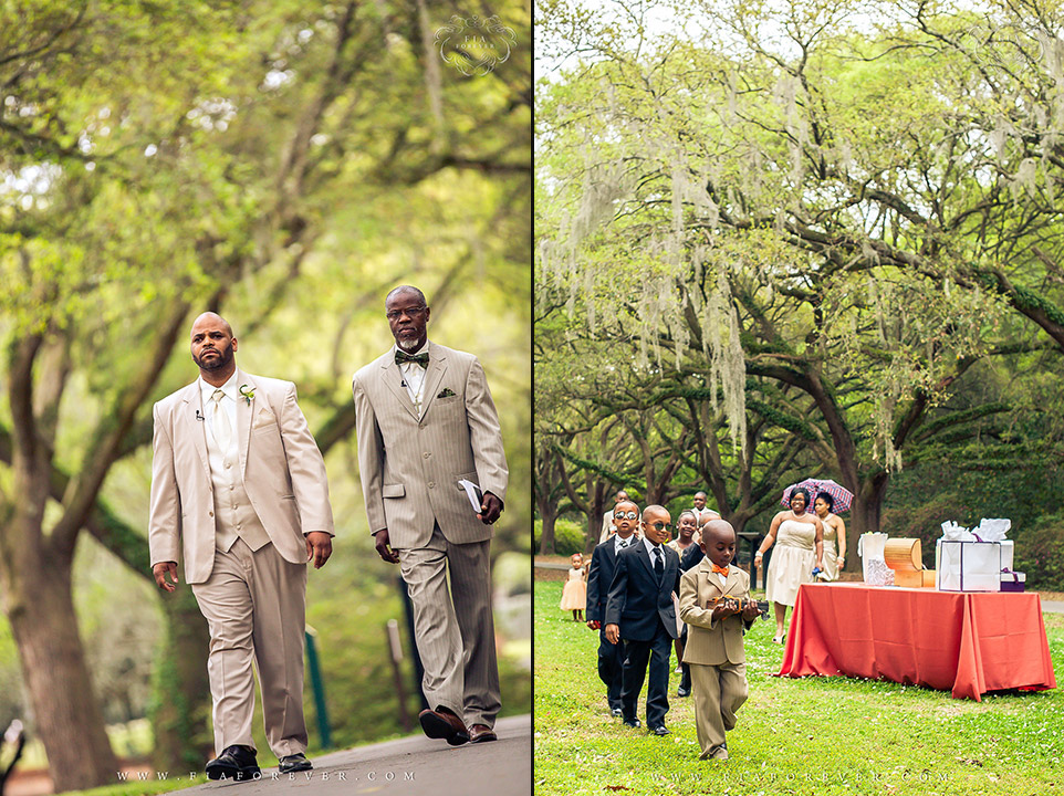 Groom Walking to Ceremony at Legare Waring House, Charleston, SC. Photo by Wedding Photographer in Charleston, Fia Forever.