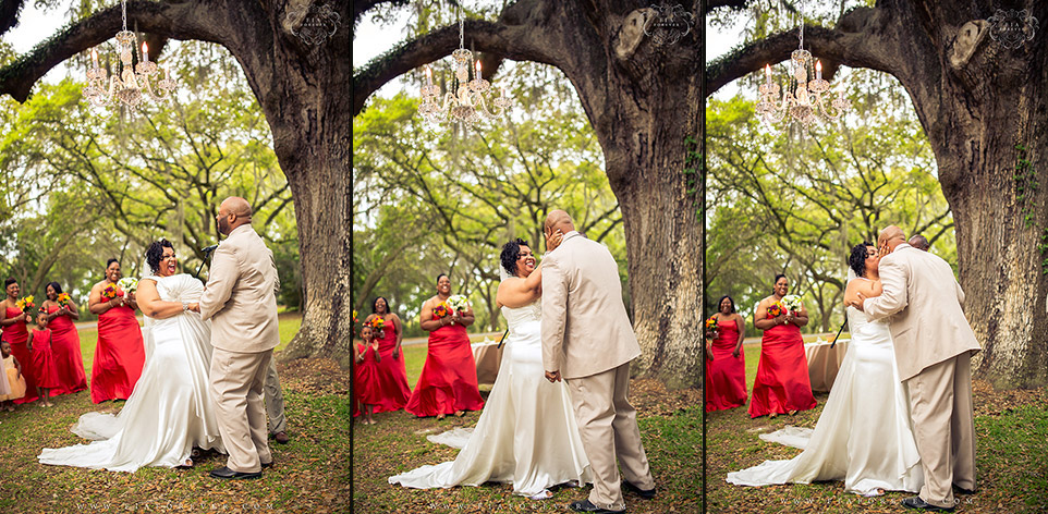 Bride and Groom Kiss at Legare Waring House, Charleston, SC. Photo by Wedding Photographer in Charleston, Fia Forever.