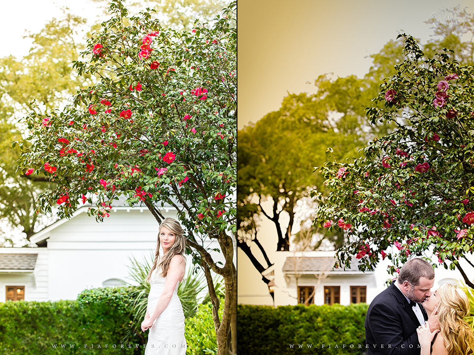 Bride and Groom portraits at Lowndes Grove Plantation WeddingPhoto by Charleston Wedding Photographers Fia Forever