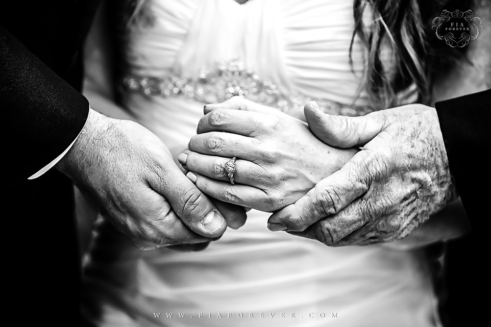 Creative Shot of Brides Hands with Groom and Dad at Lowndes Grove Plantation WeddingPhoto by Charleston Wedding Photographers Fia Forever