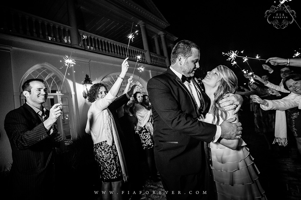 Bride Groom Exit with Sparklers Lowndes Grove Plantation Wedding Photo by Wedding Photographers in Charleston Fia Forever