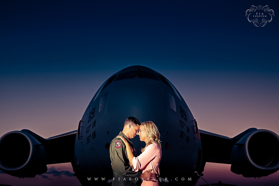 Air-Force-Base-Engagement-Shoot-with-Boeing-C17-in-Charleston-SC-by-Wedding-Photographers-in-Charleston-Fia-Forever
